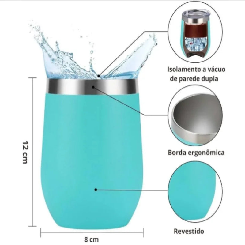 Copo Térmico Ovo Cuia Com Tampa Tipo Stanley 350 ml