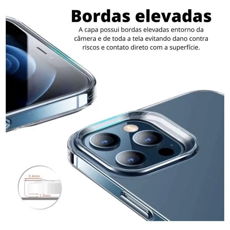 Capa transparente TPU acrílica anti impacto para iPhone