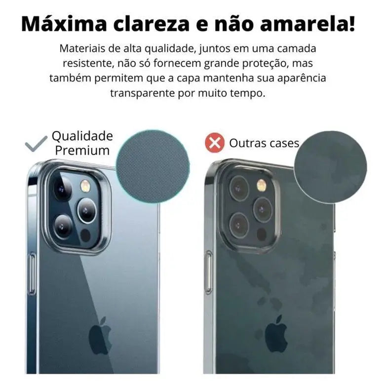 Capa transparente TPU acrílica anti impacto para iPhone