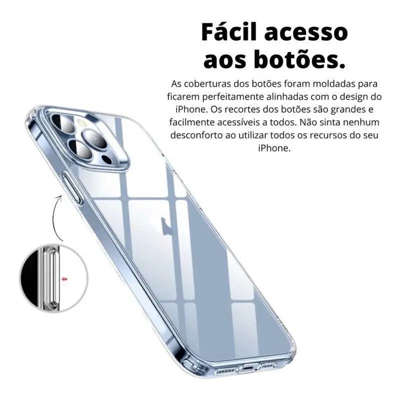 Capa transparente TPU acrílica anti impacto para iPhone